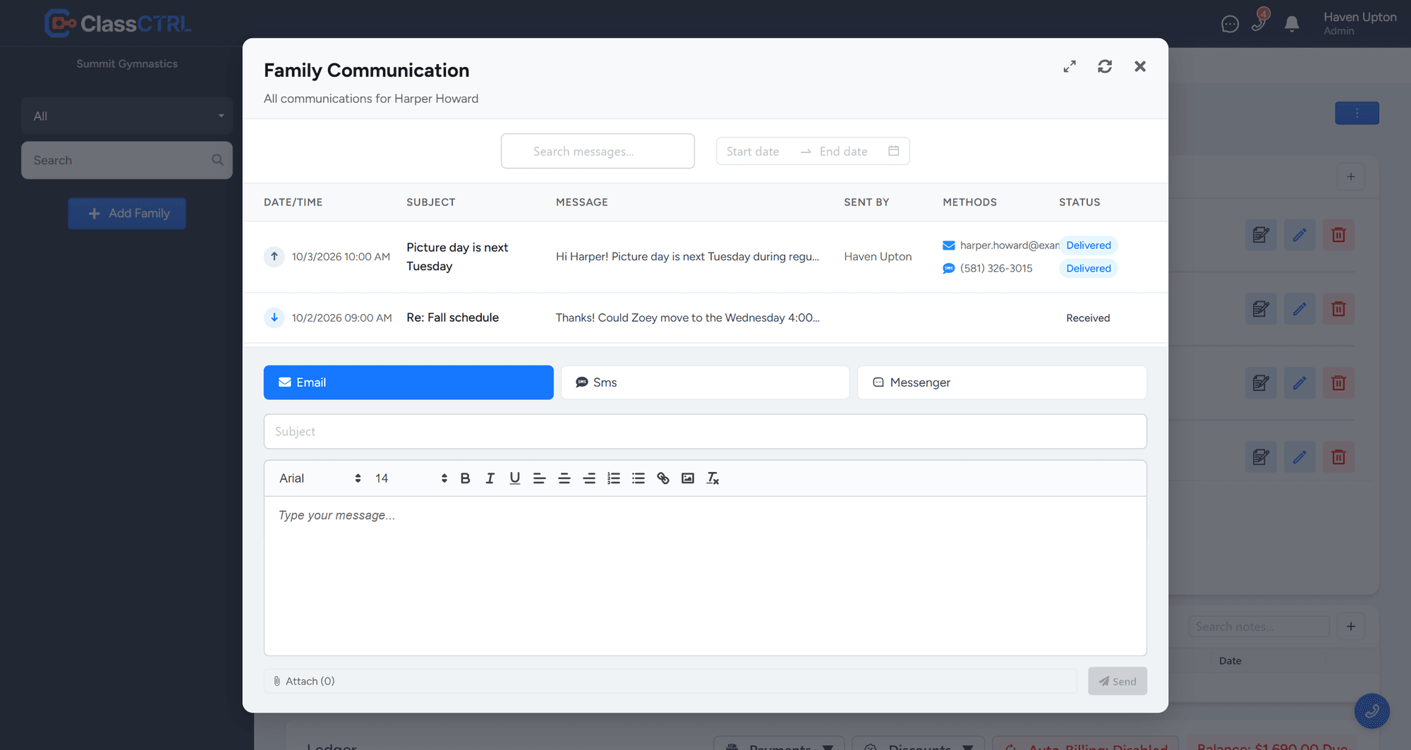 Messaging and communication interface