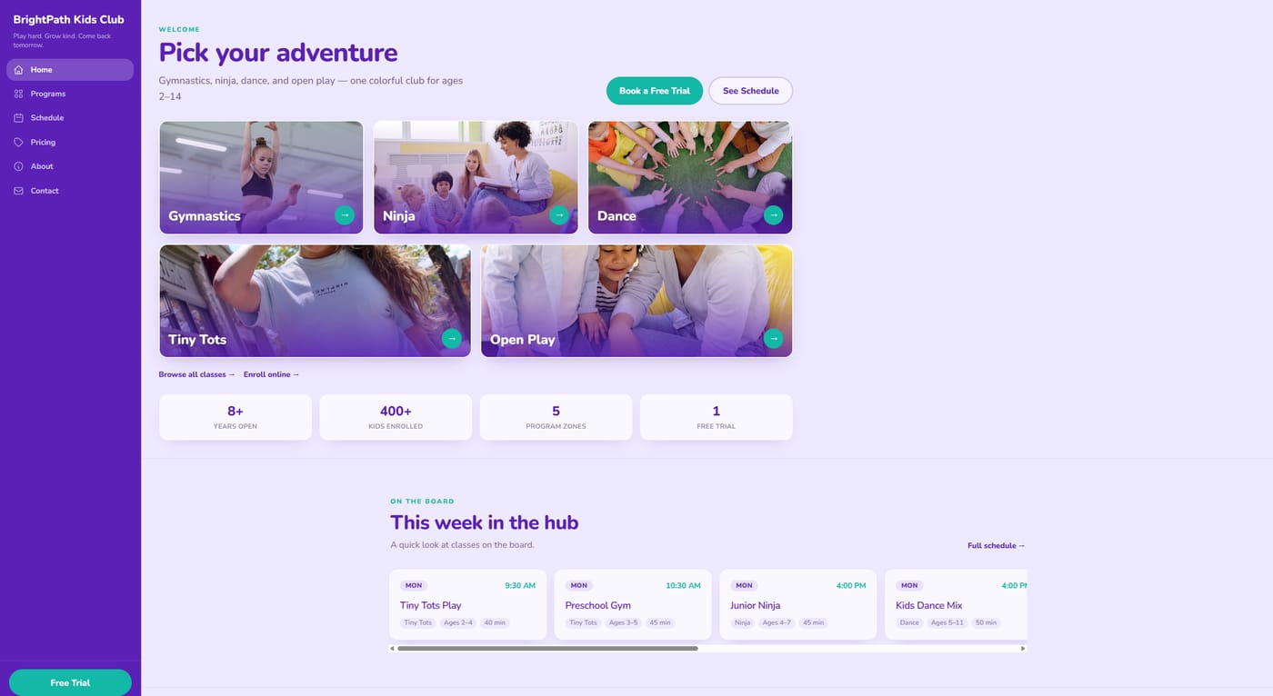 Arcade website template
